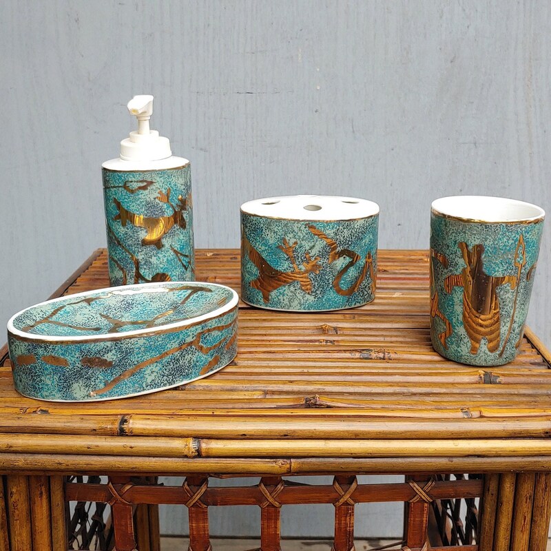 Vintage Bathroom Accessories Set - Etsy
