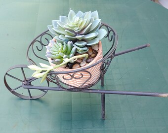 Belle Branche De Fer Forgé Petit Pot De Fleurs Rond En Céramique