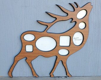 Rustic Elk Picture Frame Photos Wildlife Animal Woodland Wall Hanging Eight Picture Holder    835