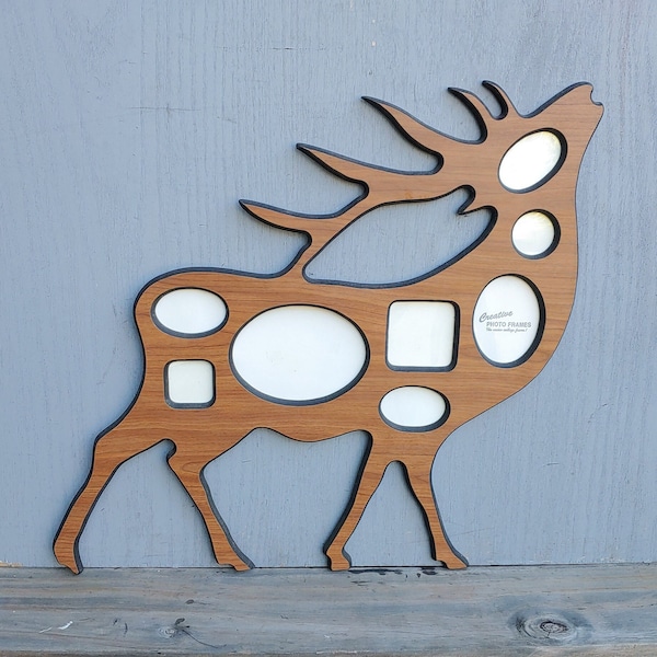 Rustic Elk Picture Frame Photos Wildlife Animal Woodland Wall Hanging Eight Picture Holder    835