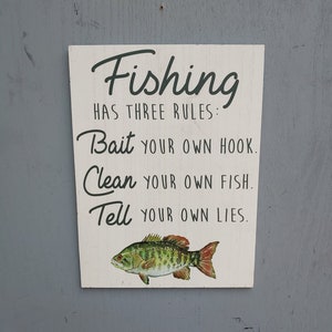 Fishing Rules Bait Hook Camper or Mens Wall Decal Quote