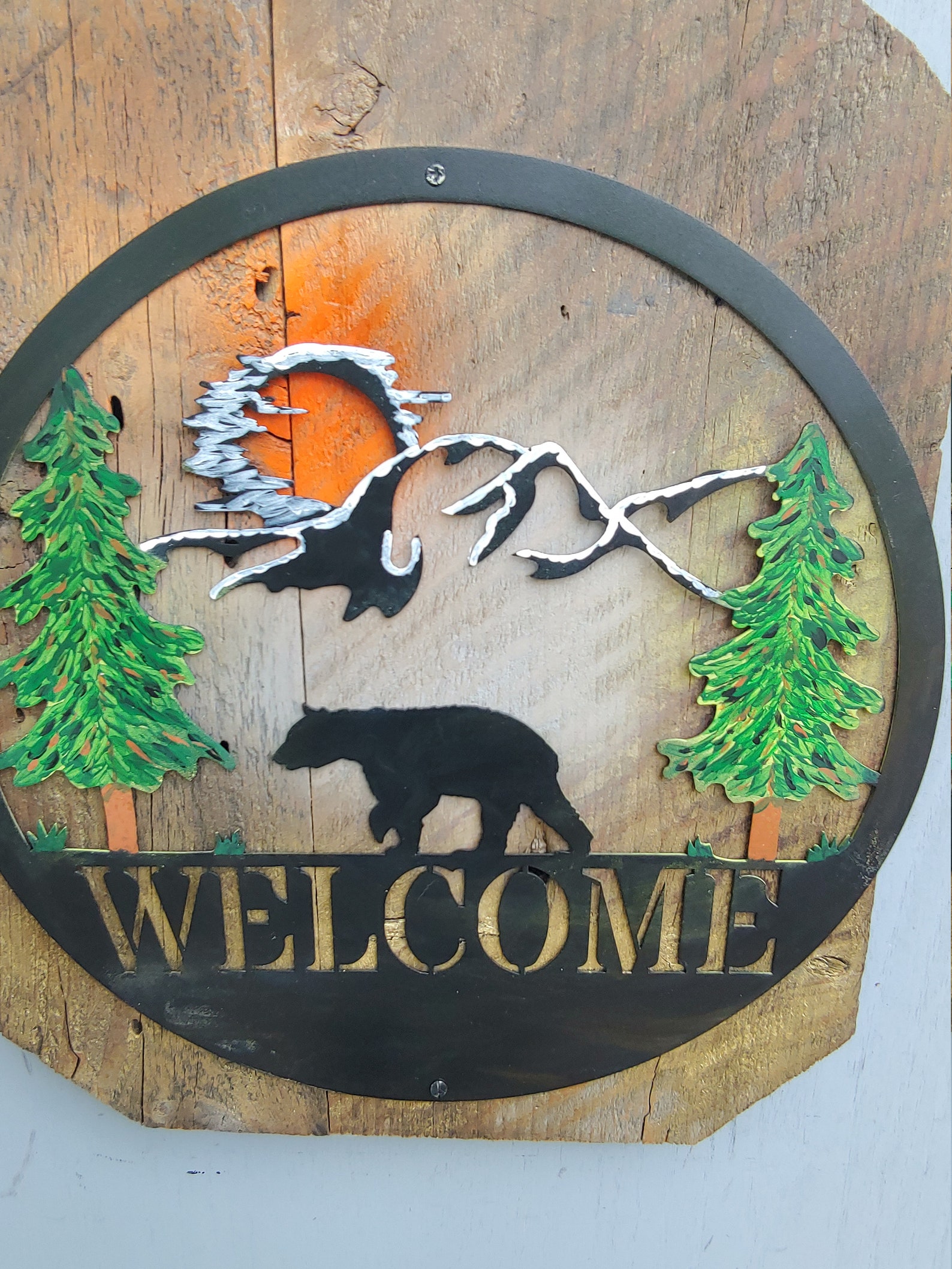 Round Bear Sign Bear Wildlife Woodland Etsy