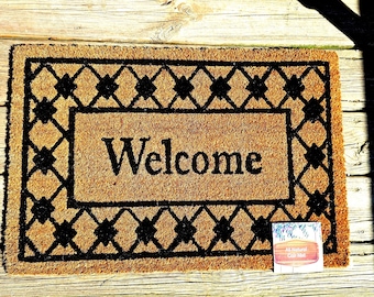 Welcome Coir Doormat: Natural Sisal, Waterproof Rubber Backing ~ 1329-3
