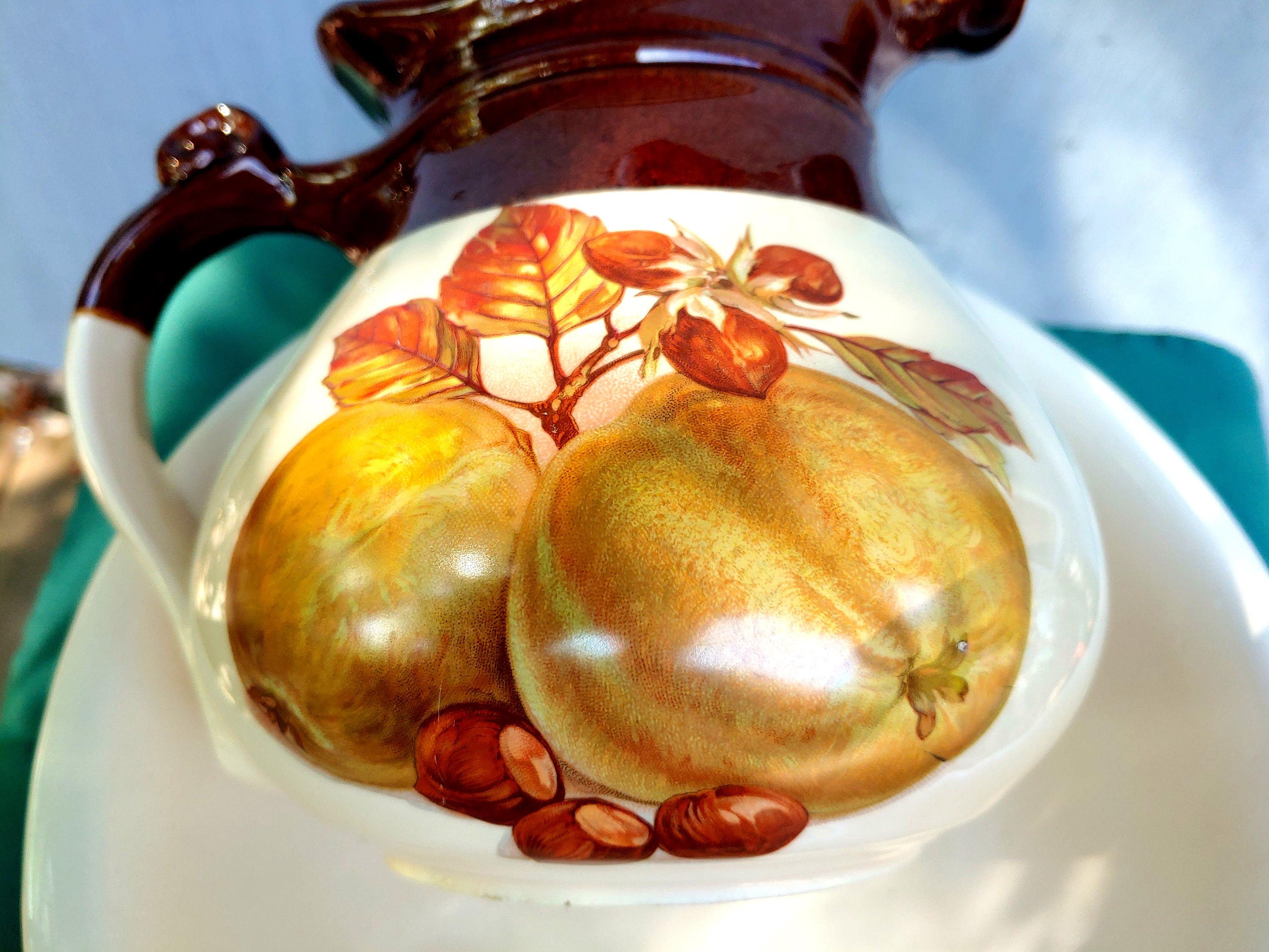 Vintage McCoy Pottery Wash Bowl and Pitcher: Fruit & Nut