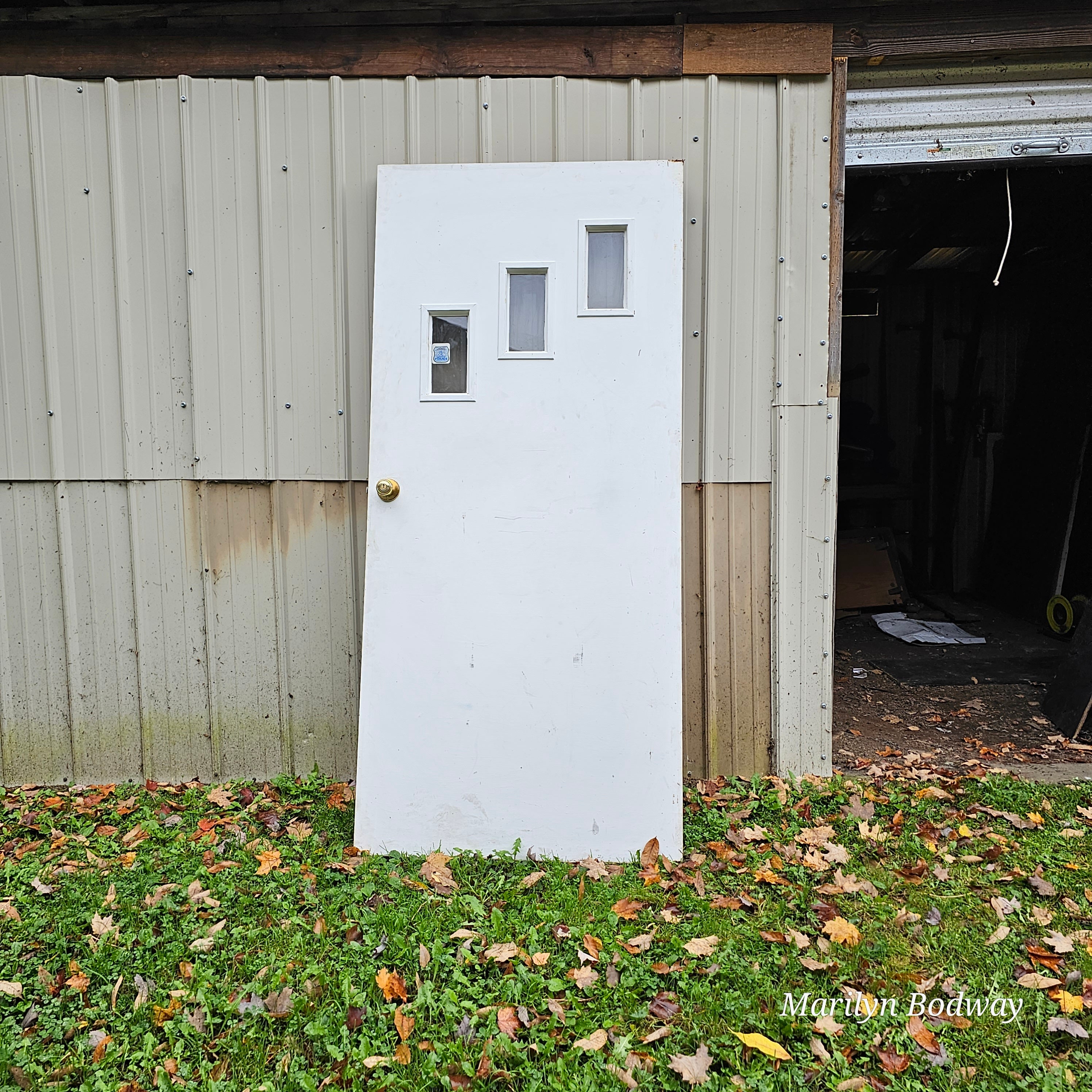 Vintage Three Diagonal Panes Solid Wood Entrance Door
