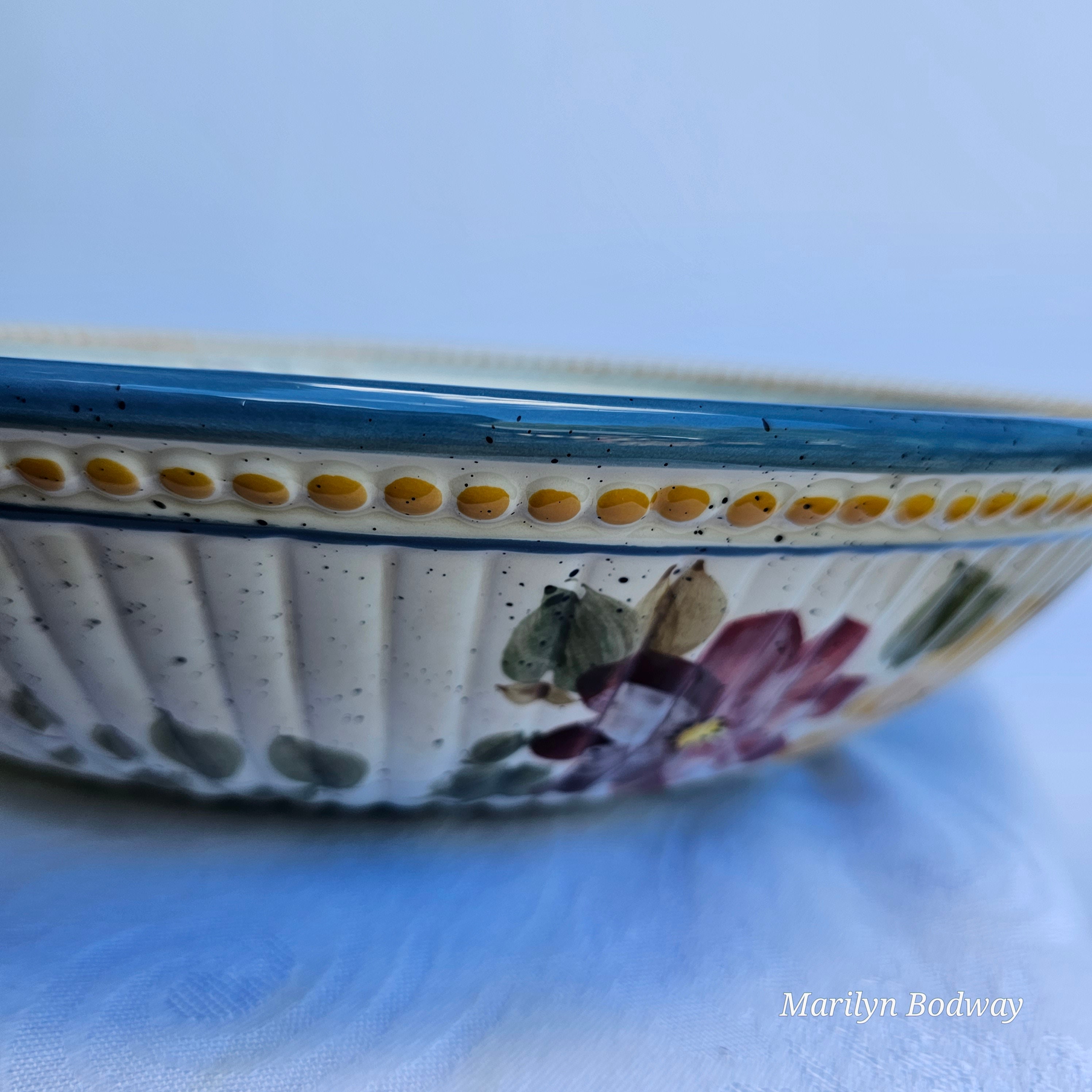 Tabletops Unlimited Serving Bowl and Pitcher Farmhouse Villa Flora