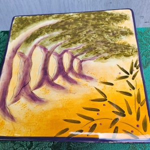 Ceramic Matching Trivets Abstract Designs Vineyard Treeline 1339