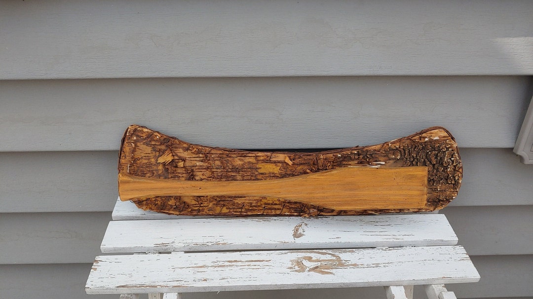 Bark Canoe Wood Paddle Towel Rack Live Edge River Lake Etsy