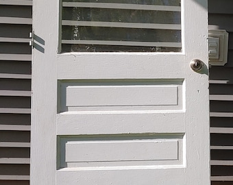 One Antique Wavy Glass Door NOT 1.00 SHIPPING Half Lite Panel Interior Exterior  33.5&quot;x78.5x1.25 704
