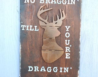 Rustic Hunting Wall Art Wildlife Woodland Deer Camp Buck Wooden Pallet Style Cabin Cottage Home Lodge Hunting Decor   173