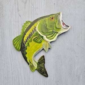 Largemouth Bass Wall Hanging Jumping Oil Painting Lake Pond Fishing 1349