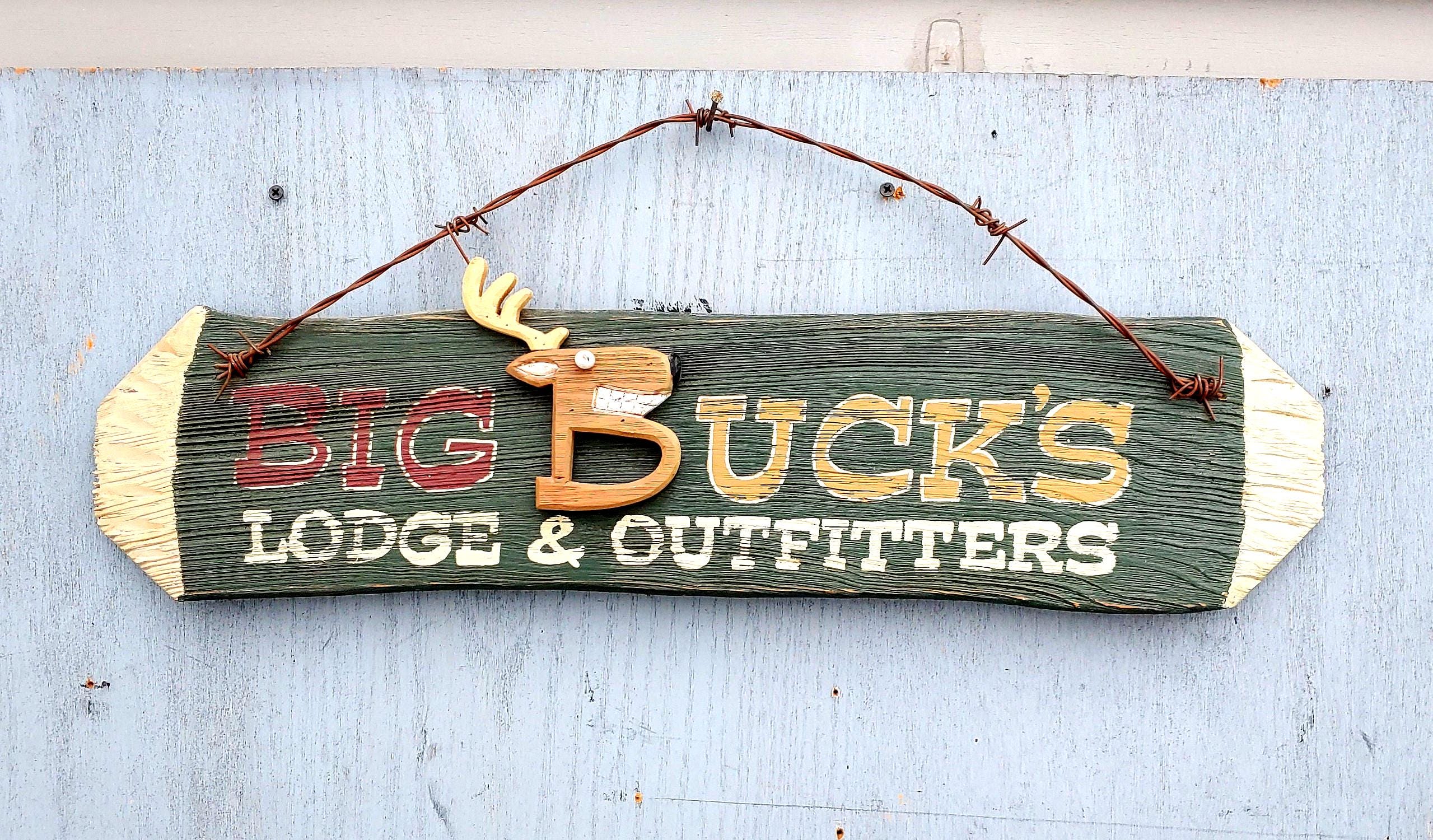 Vintage Big Bucks Lodge Sign: Rustic Cabin Decor With Barbed Wire ...