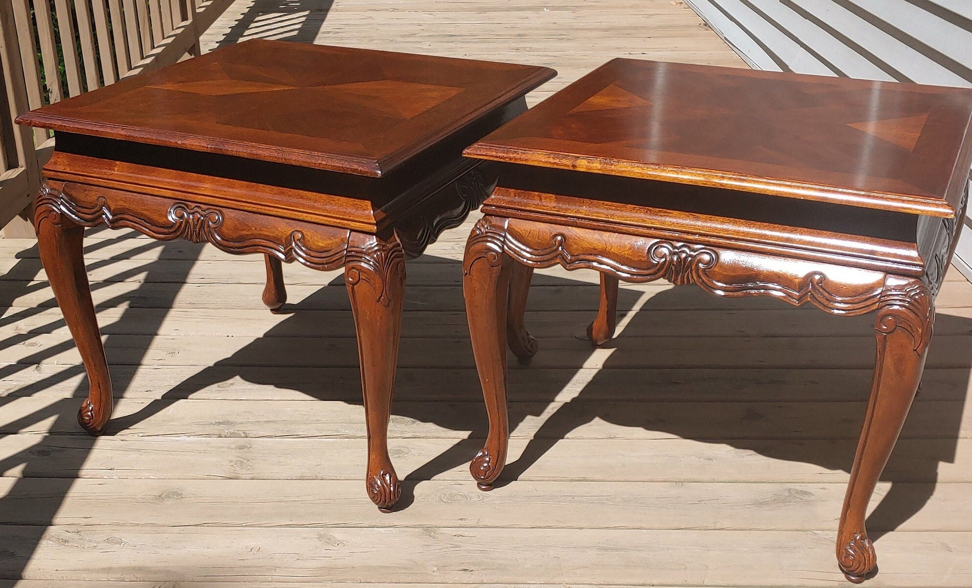 French modern mahogany 4 tier pivoting mexique table style of