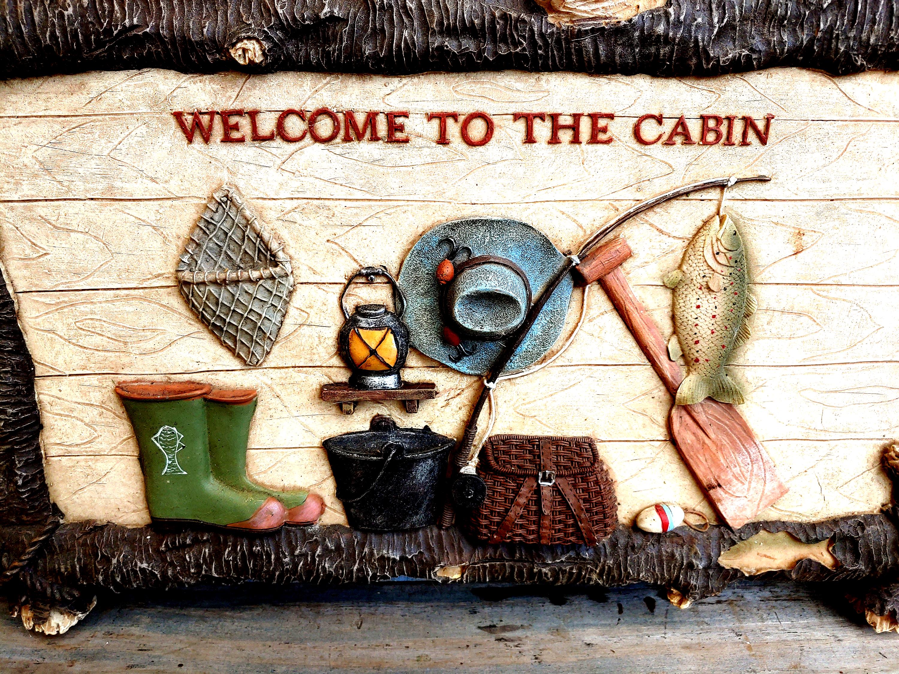 Rustic Welcome to the Cabin Sign: Resin Fishing Decor ~ 967 - Etsy