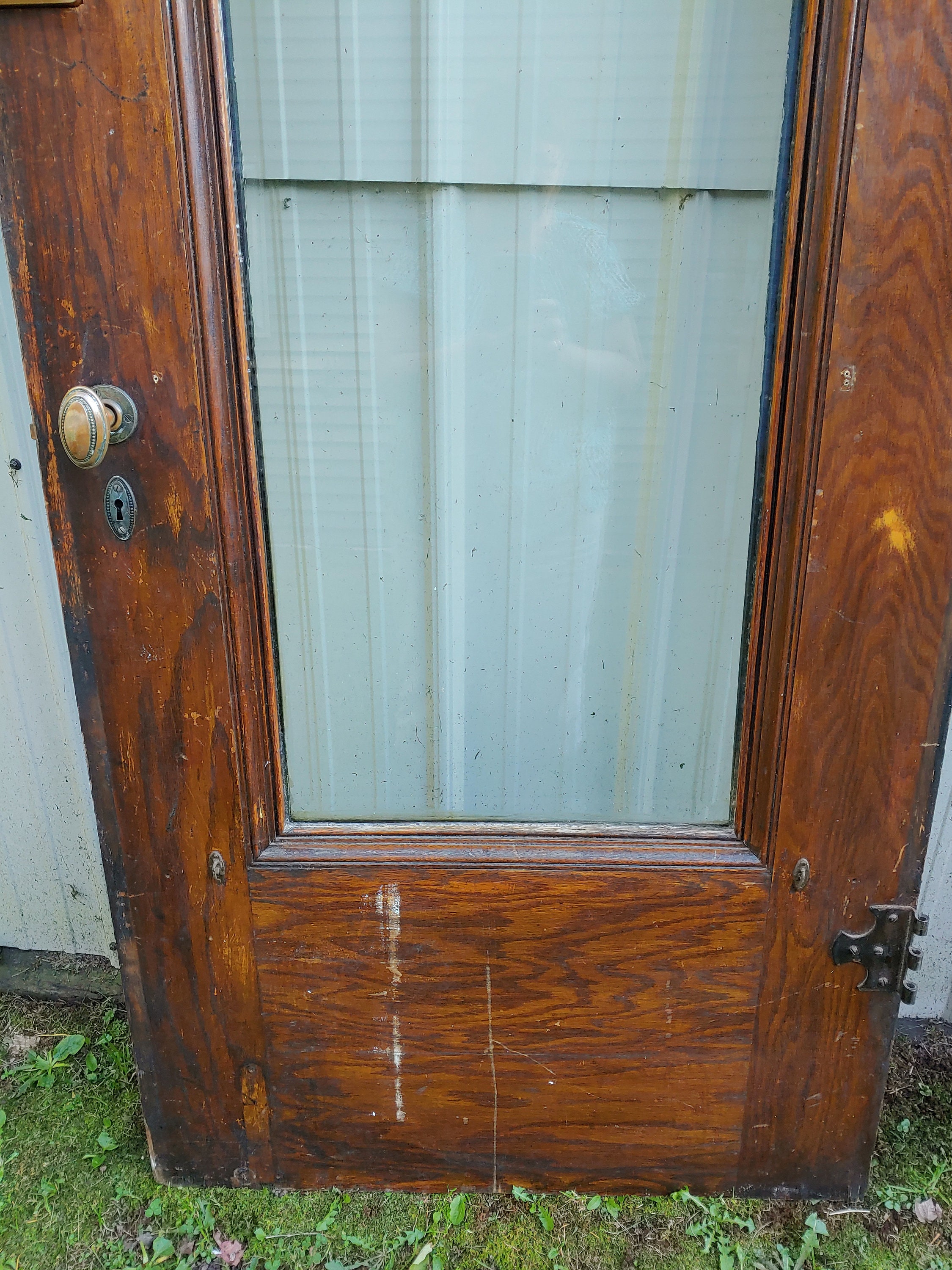 Vintage Full Lite Beveled Glass Exterior Door Ornate Trim Etsy
