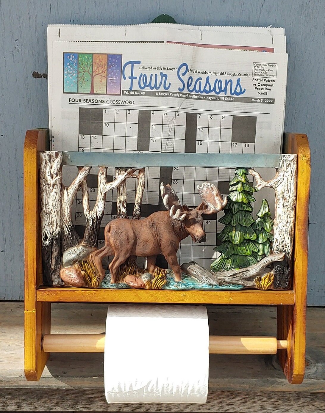 Toilet paper magazine holder bathroom outhouse moose restroom etsy