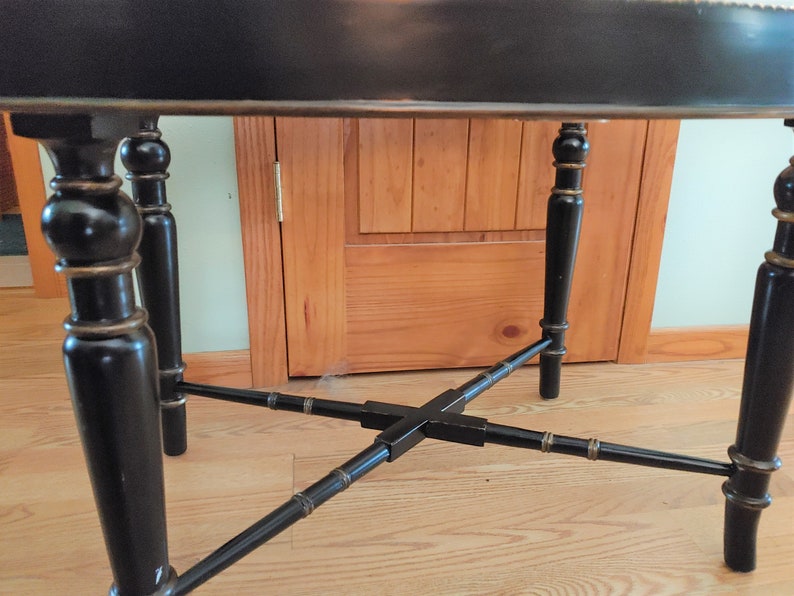 Vintage Hekman Oval Coffee Table Glass Top Black Lacquer Etsy