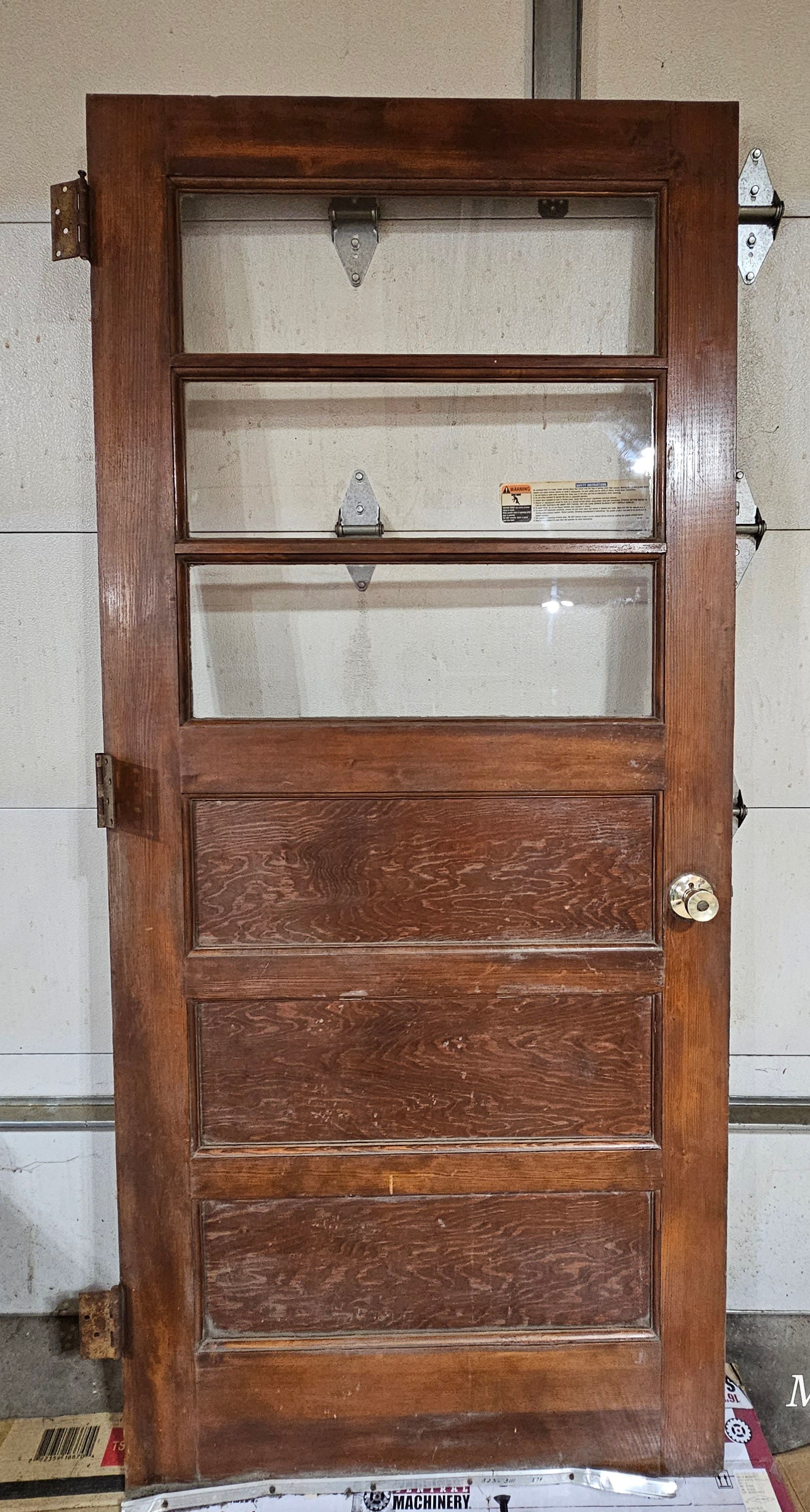 Antique Wavy Glass Entry Panel Door Carriage Barn Reclaimed Door