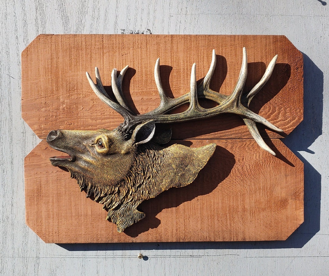 Rustic Resin Elk on Red Cedar Boards. Reclaimed Wood Man Etsy