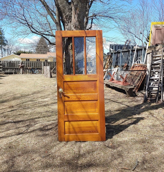 Antique Rustic Wood Exterior Entry Door Solid Wood Front Door Etsy