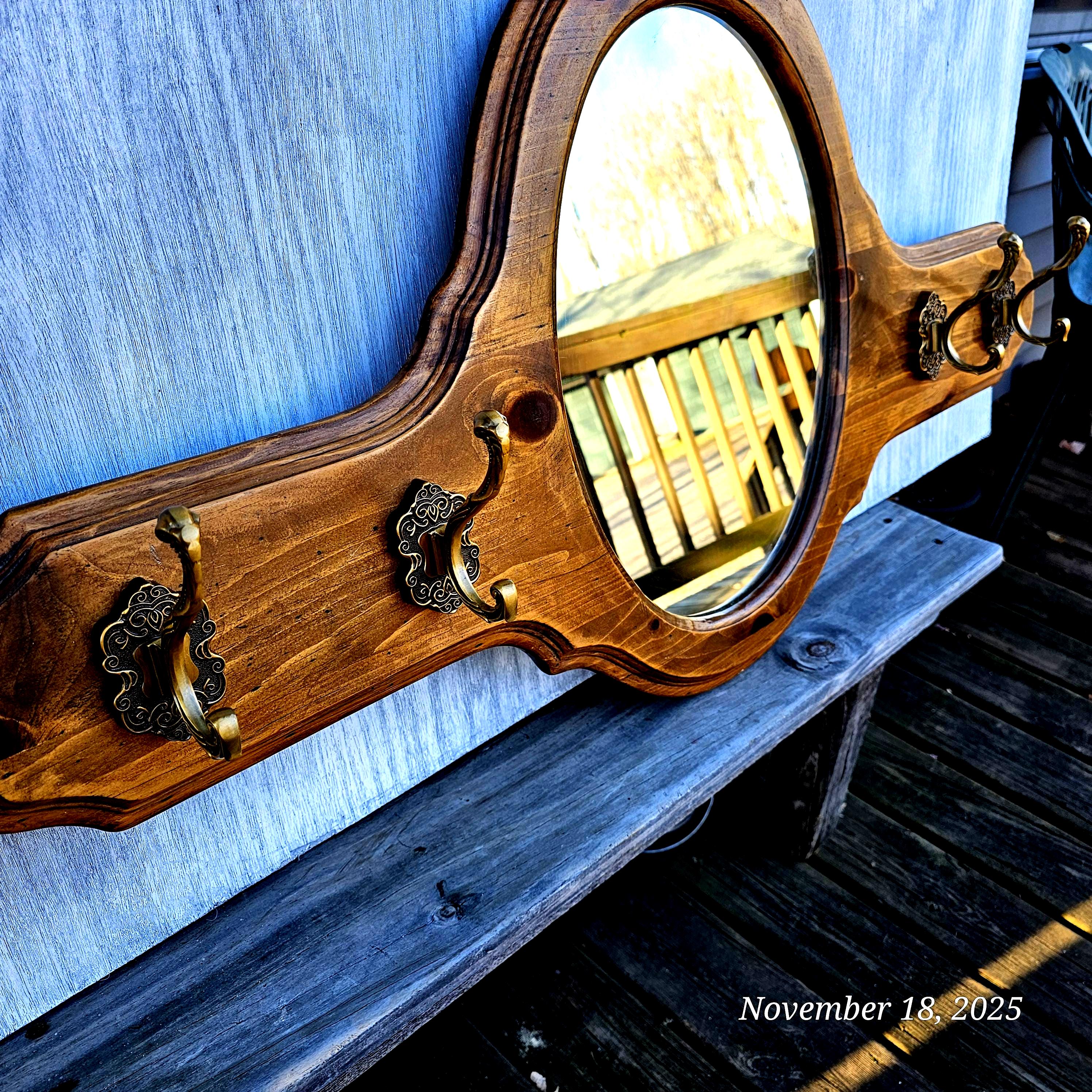 Ethan Allen Vintage Mirror Coat Rack: Tavern Style With Brass