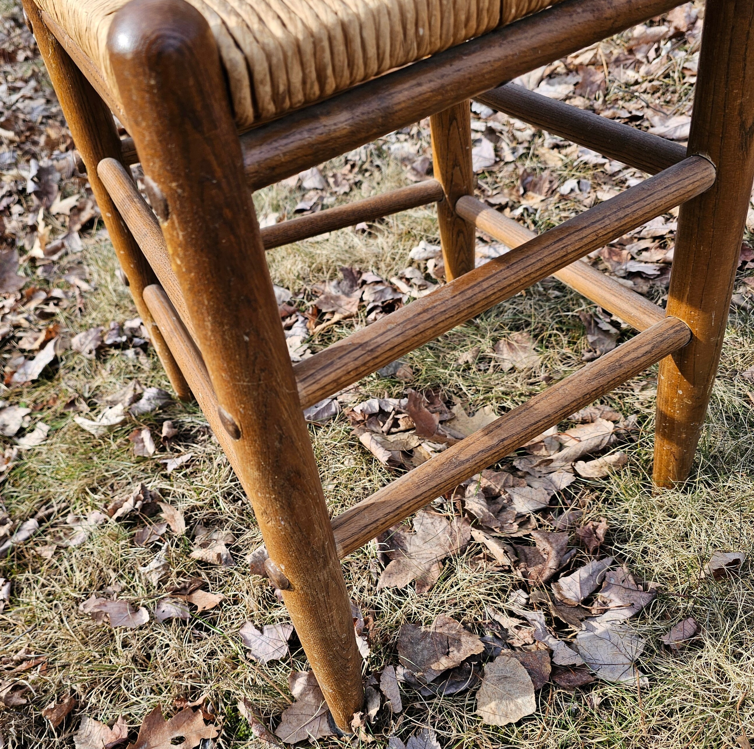 Vintage French Country Shaker Style Ladder Back Rattan Rush Woven Seat ...