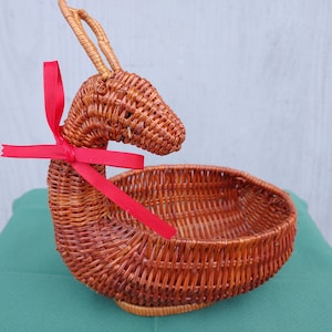Rattan Deer Basket Woven Wicker Greeting Card Holder Storage Mail Candy Dish Ornamental Antlers Rustic  1069