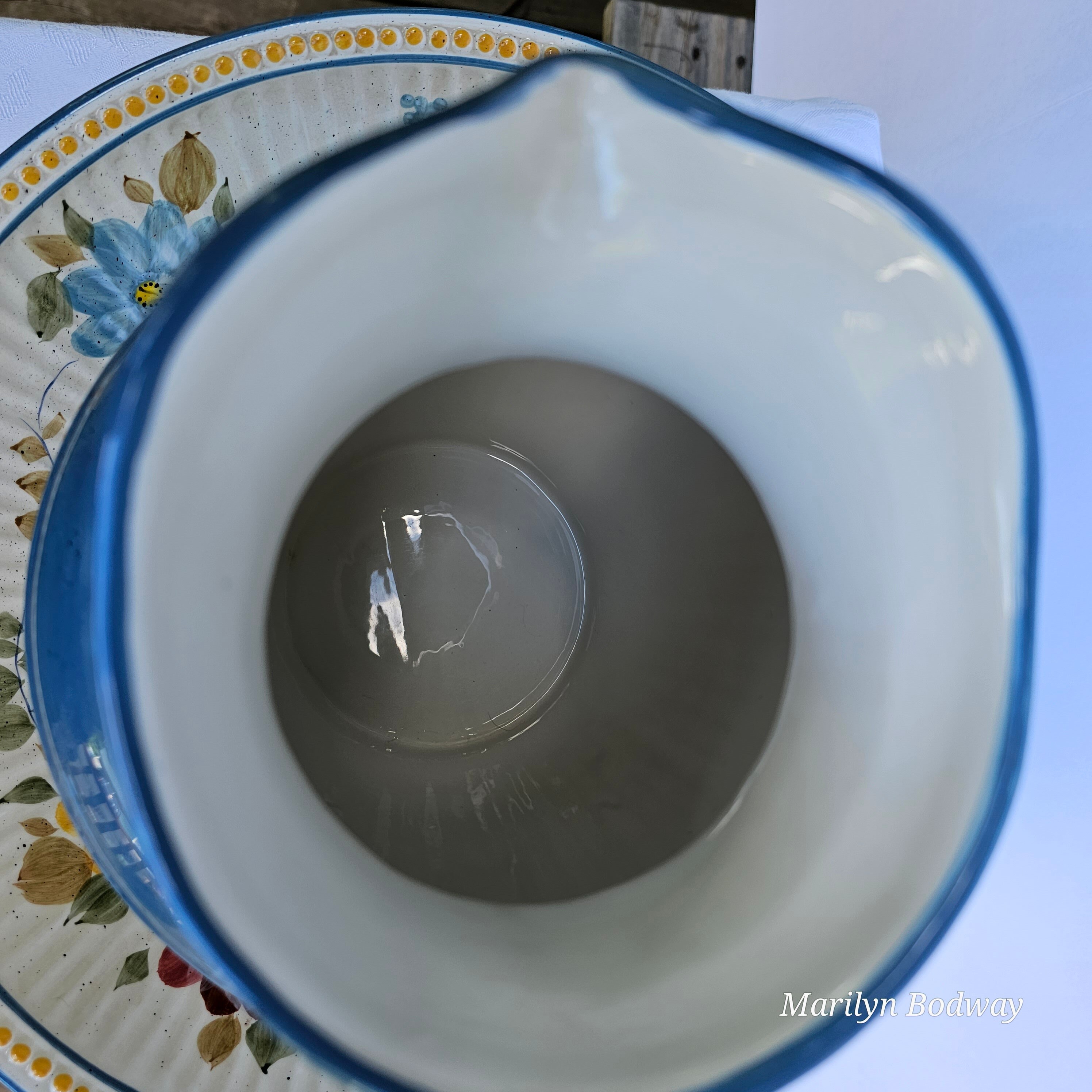 Tabletops Unlimited Serving Bowl and Pitcher Farmhouse Villa Flora