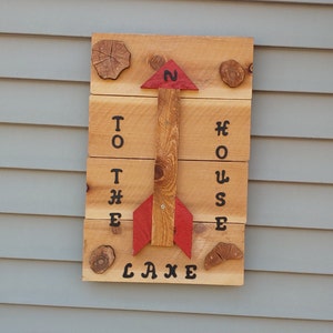 Rustic Lake Wall Sign "North To The Lake House" Indoor Outdoor Ocean Water Woodland Cabin Cottage Home Lodge Lake House Decor  056