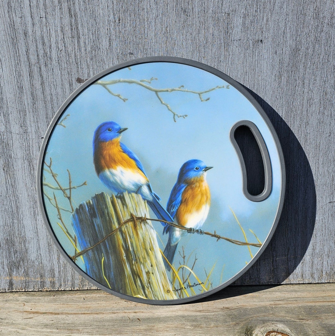 James Hautman Blue Birds Cutting Board: Vintage Kitchen