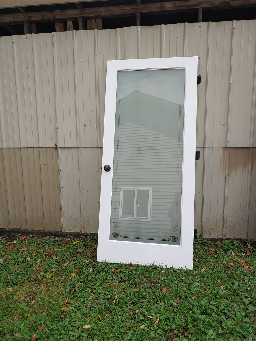 Vintage Pantry Door Frosted Etched Glass Replacement Restoration