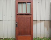 Vintage 1 Panel, 1 3 Lite, 3 Vertical Glass Panes Door, Renovation, Replacement, Restoration, Architectural Salvage 35 9 16X83 1 2X1 1 8 948