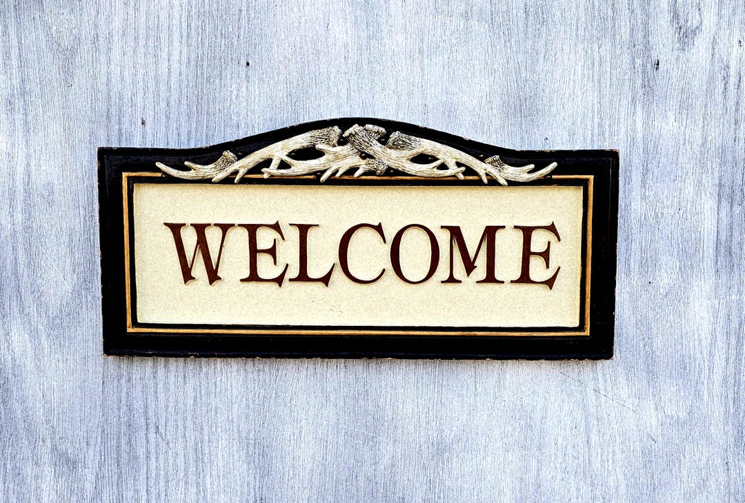 Welcome Sign: Antlers Heavy Wood ~ 2012 - Etsy