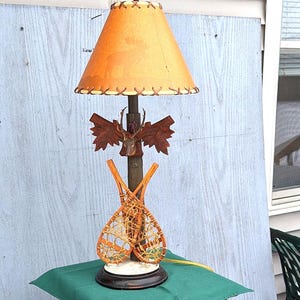 Vintage Snowshoe Lamp: Rustic Elk, Moose & Pine Tree Cabin Decor  1139