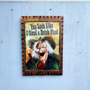 Humorous Rustic Bar Sign &quot;You Look Like I Need A Drink First!&quot; Drinking Old Lady Outdoor Patio Man Cave Wall Art Bar Decor  743