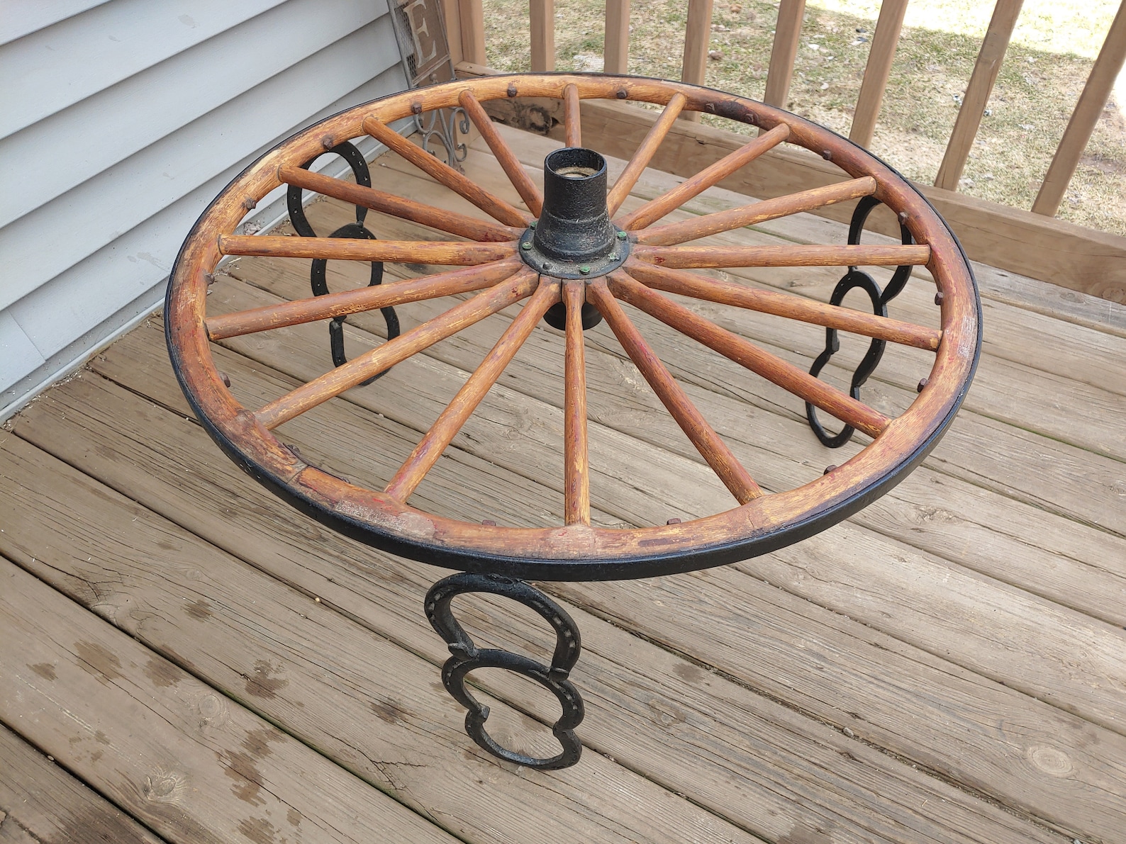 Wagon Wheel Coffee Table Antique 100 Year Old Handmade Etsy