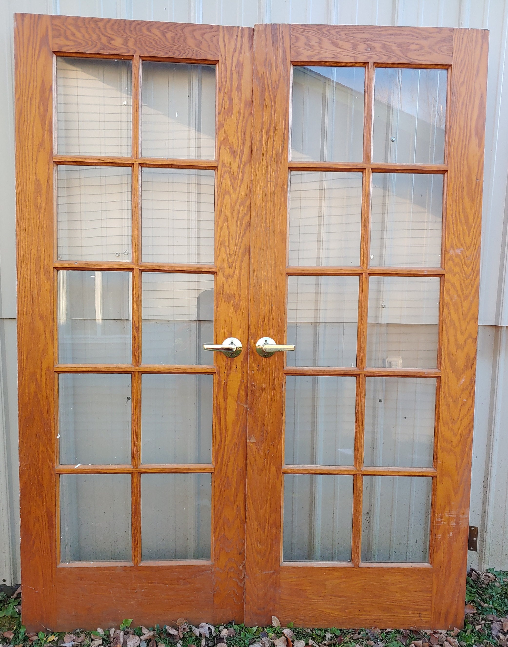 A Pair of Vintage French Doors Interior Ten Panes Each Den