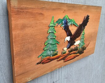 イーグル壁飾り Eagle Wall Hanging Metal Pines Mountains National Bird