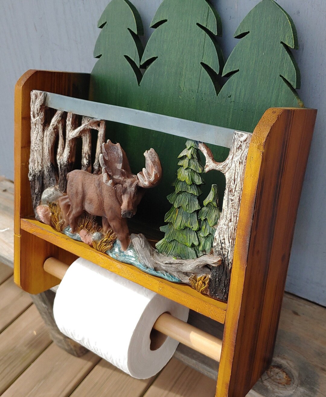 Toilet paper magazine holder bathroom outhouse moose restroom etsy