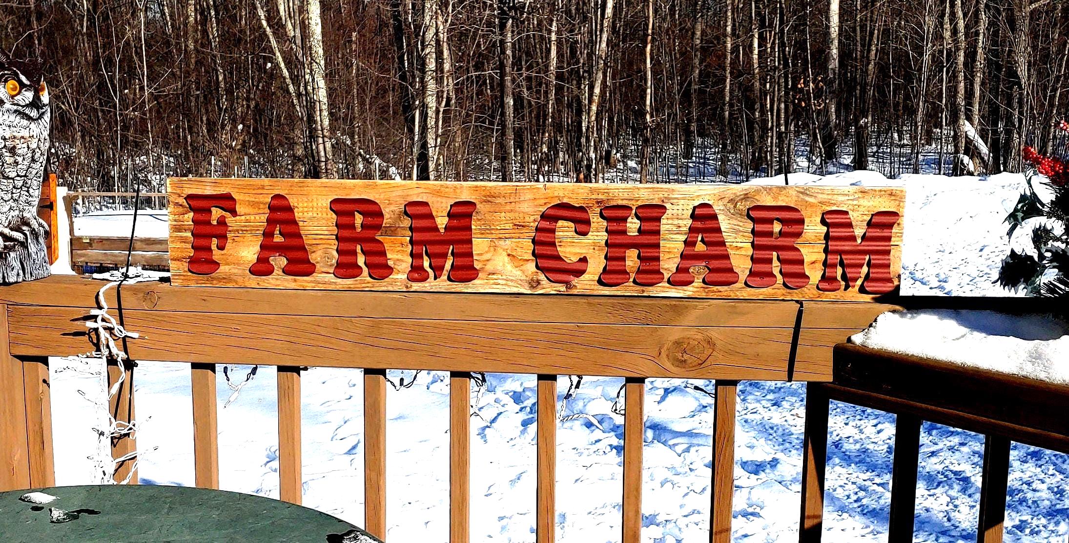Farm Charm Sign: Reclaimed Wood Barn Decor, Rustic Metal Letters ~ 459 ...