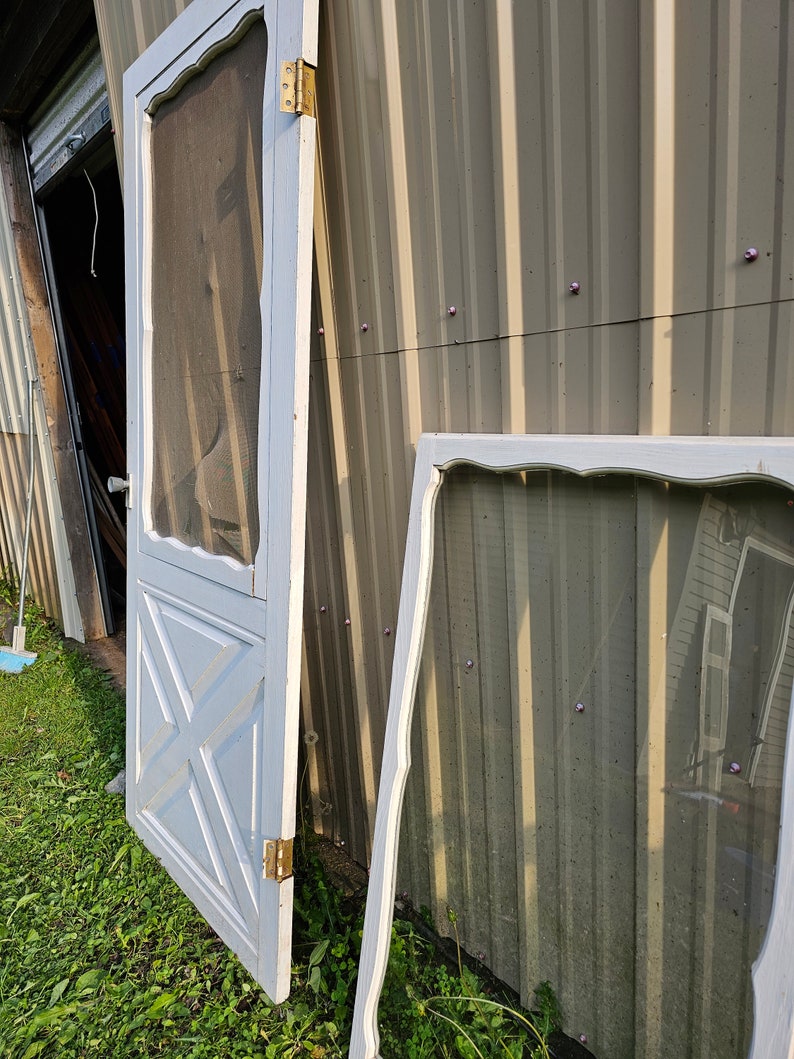 Wood Storm Door Window and Screen Needs Replacing One Pane Glass