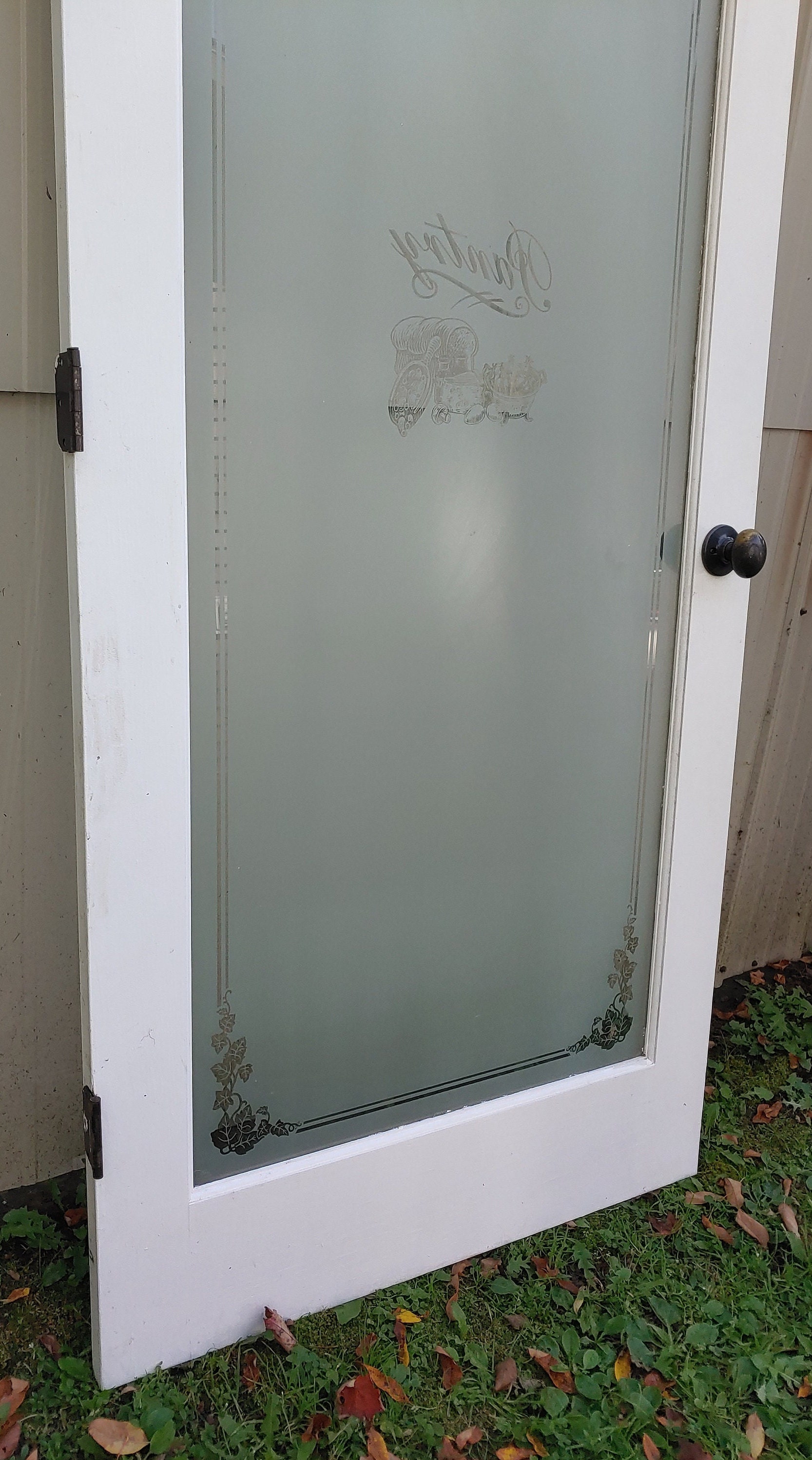 Vintage Pantry Door Frosted Etched Glass Replacement Etsy