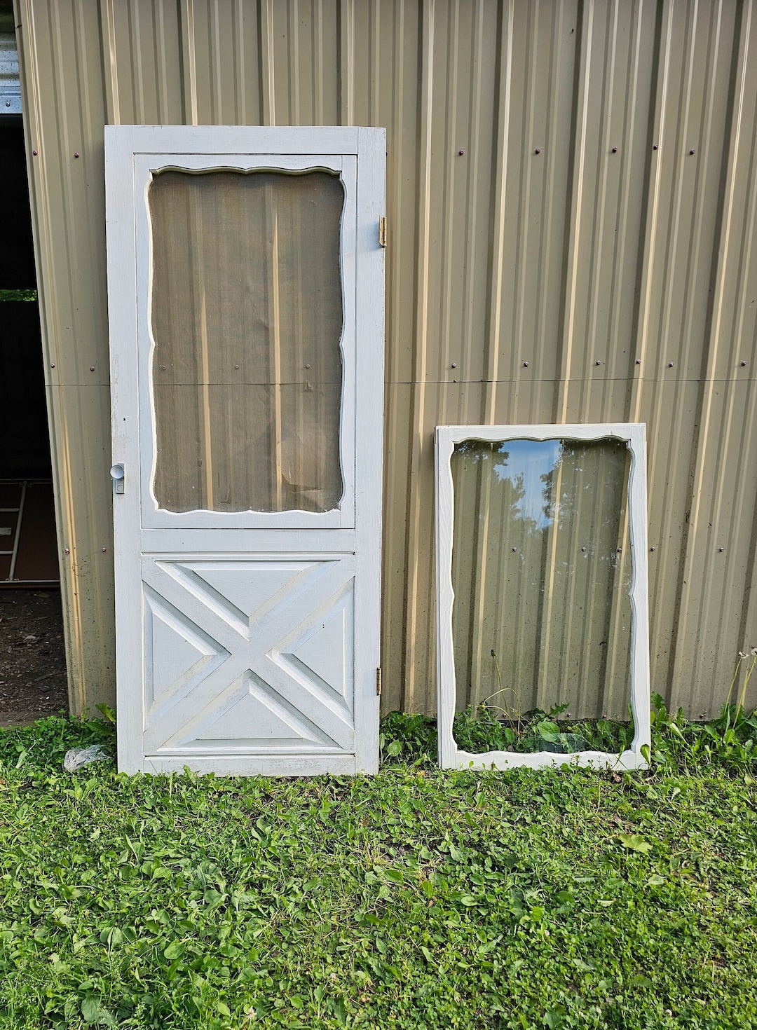 Wood Storm Door Window and Screen Needs Replacing One Pane Glass