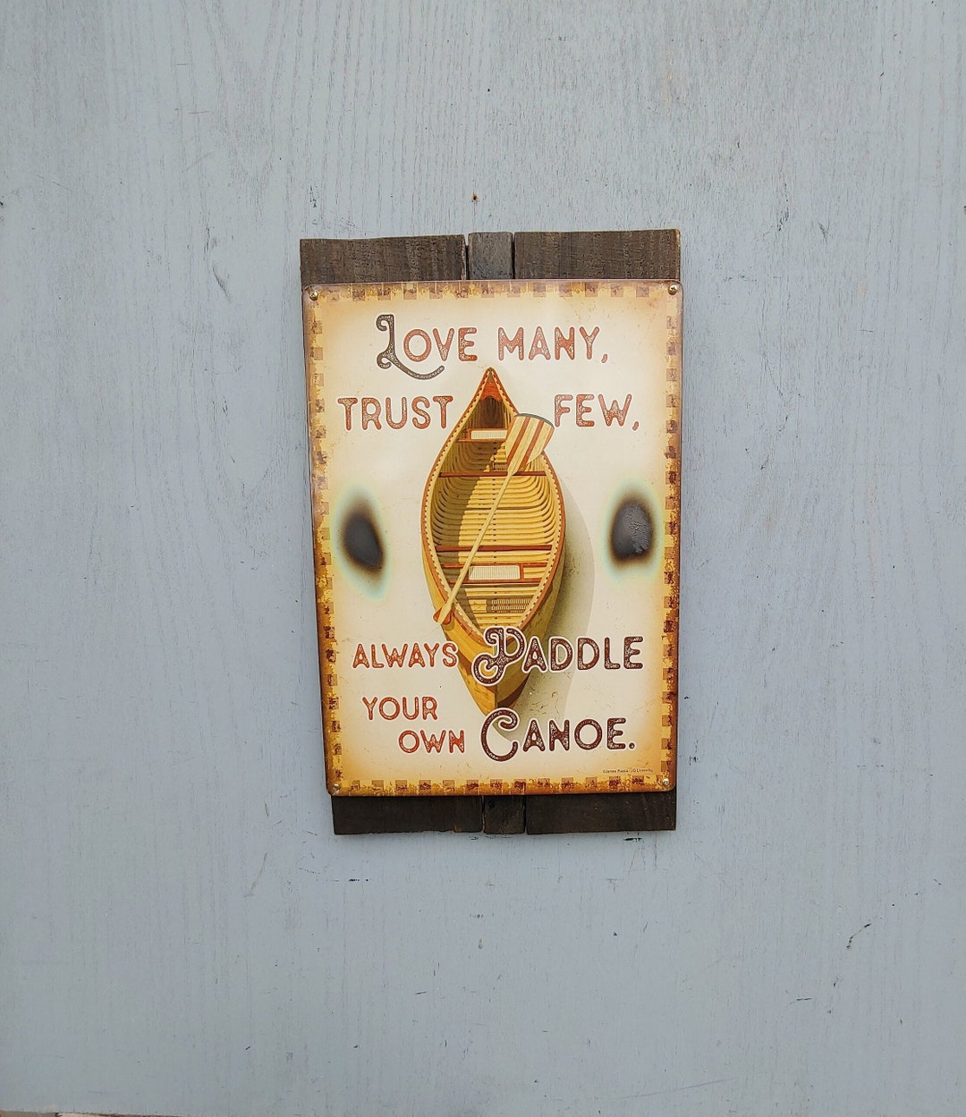 Distressed Canoe Sign Saying Paddle River Stream Primitive Etsy