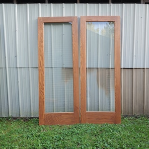 Vintage French Doors NOT 1.00 SHIPPING Full Lite Interior Pocket Matching Pantry Laundry Three Hinges     30&quot;WX80&quot;HX1.25&quot;D   898