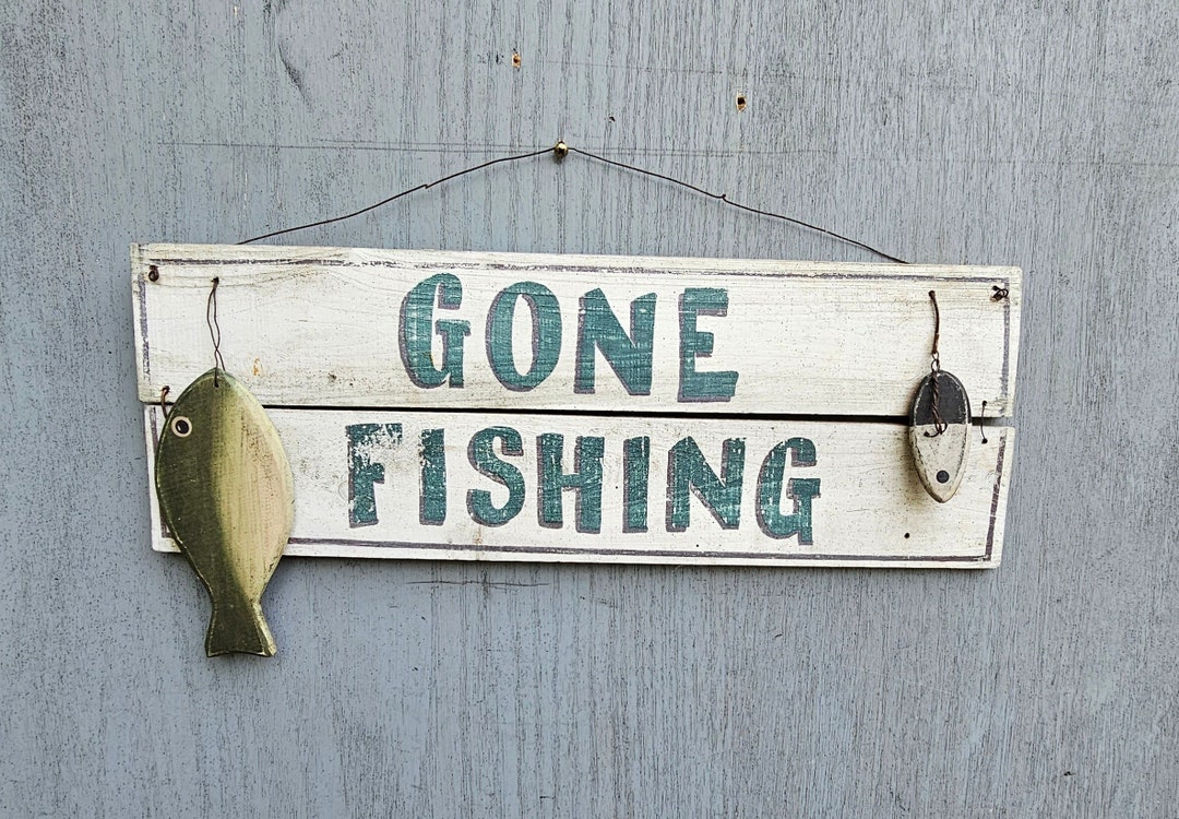 【釣り】GO FISHING アンティーク 木製サインボード OLD NEW Vintage Distressed Wood Fishing Sign: Rustic Cabin Decor ~ 1274 - Etsy
