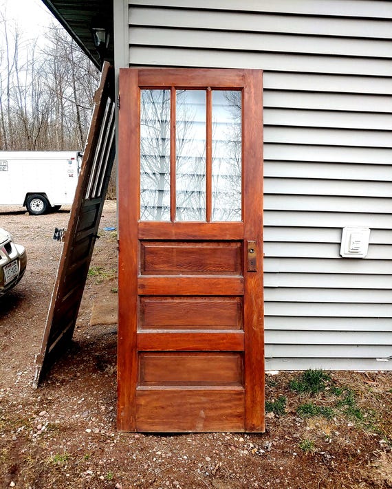 Antique Wood Exterior Door: Three Pane Half Light, 32