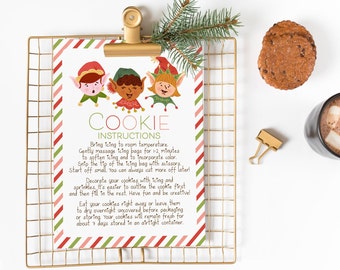 Elf DIY Cookie Kit Instruction Card, INSTANT Download, Cookie Packaging, Christmas Cookie Card, Cookie Kit Printable, Digital File