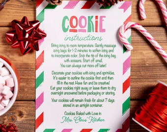 Christmas DIY Cookie Kit Instructions Card, INSTANT Download, Christmas Cookie Cards, Cookie Kit Printable, Digital File, Christmas Favors
