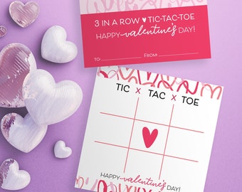 Carta da gioco del tris di San Valentino e decorazione per borsa (file digitale)